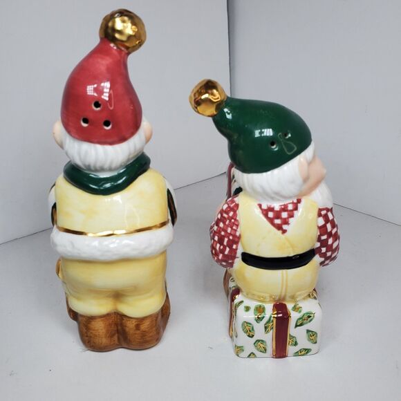 Vtg Santa Salt And Pepper Shaker Set Gold Accents Holiday Christmas Decor - Picture 4 of 6
